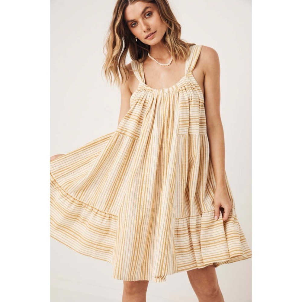 Spell Lady Palm Strappy Mini Dress In Toffee Size Medium